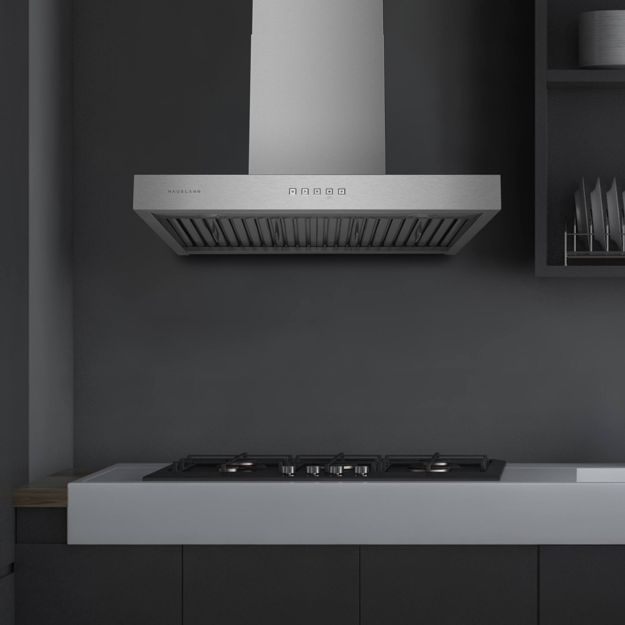 Alt View 2. Hauslane - Hauslane WM-730 Contemporary 30-in Stainless Steel Wall Mount Range Hood  - Silver.