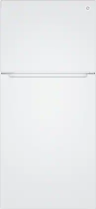 GE - 30 in. Wide 21 Cu. Ft. Freestanding Garage Ready Top Freezer Refrigerator with Bright LED Lighting - White