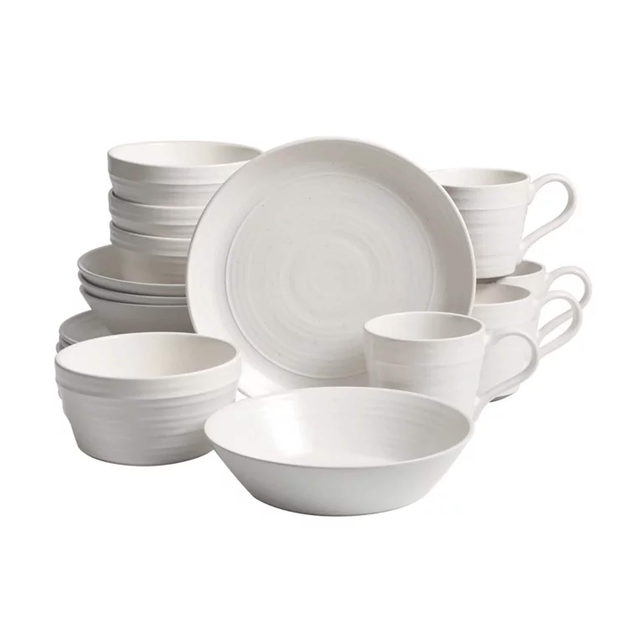 Bee And Willow - Gibson Milbrook 16 Piece Round Stoneware Dinnerware Set - White