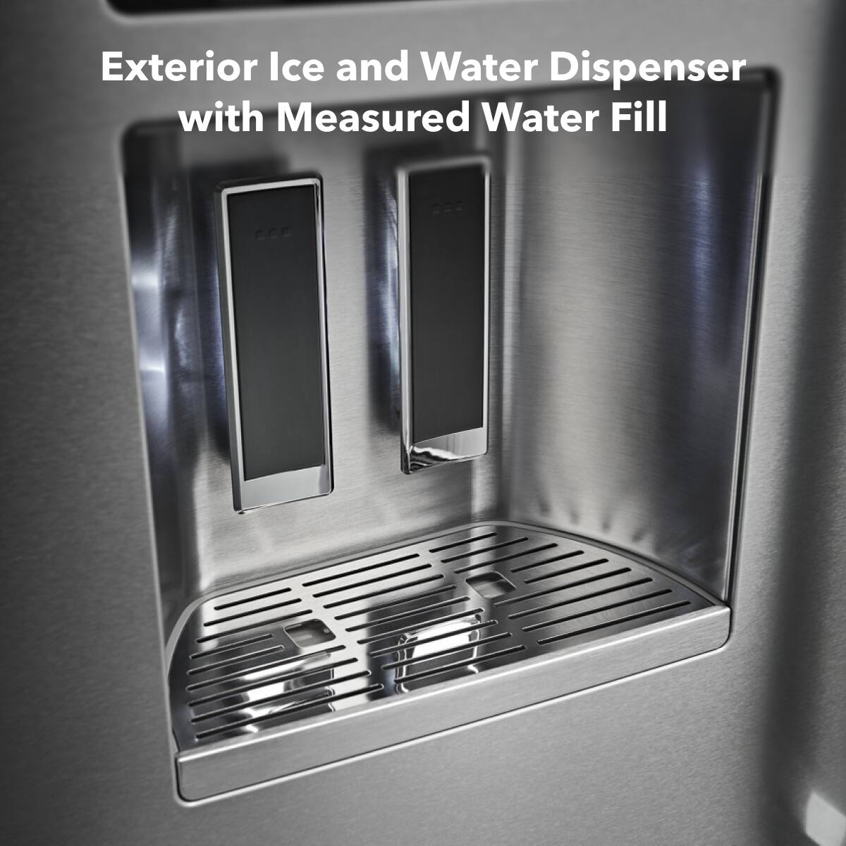 Exterior Ice and Water Dispenser with Measured Water Fill