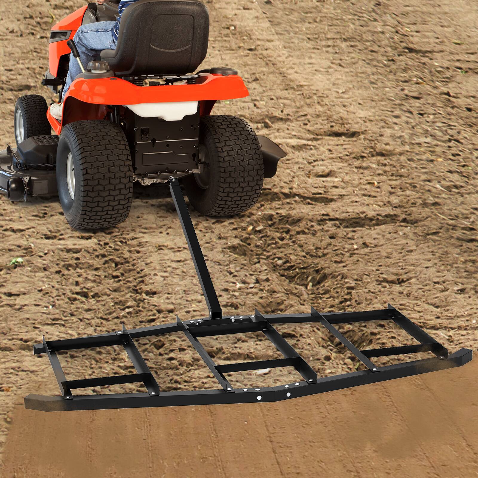 Alt View 1. Gymax - Gymax 84'' Wide Driveway Drag Tow-Behind Leveling Rake w/Reinforced Bars for ATV/UTV - Black.