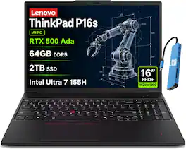 Lenovo - Upgraded - ThinkPad P16s Gen3 16"FHD+ Mobile Workstation Laptop - RTX 500 Ada - Intel Ultra 7 155H - 64GB RAM - 2TB SSD - Win 11Pro - Black