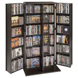 VEVOR - Media Storage Cabinet, 6-Tier DVD Shelf Organizer, 24.02 x 14.49 x 50 in Multimedia Storage Organizer for CDs, DVDs - Dark brown