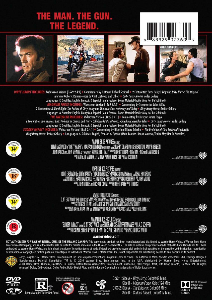 Back. 4 Film Favorites: Dirty Harry Collection (Box Set) [DVD].