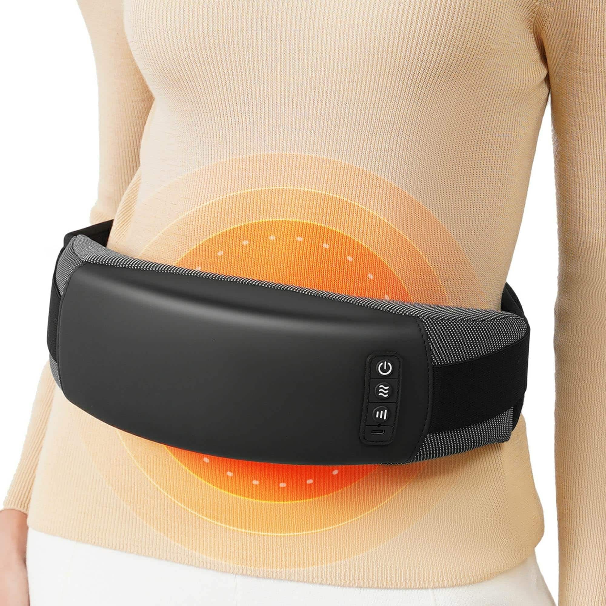 Live At Space - Wireless Heated Belt with 2 Heat & 3 Vibration Modes, Red Light Massage Pad for Back/Abdomen, Cordless Gift - 642146671272