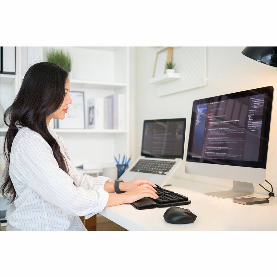 Alt View 6. Kensington - Kensington Pro Fit Ergo KB620-RC Wireless Rechargeable EQ Keyboard - Wireless Connectivity - Bluetooth/RF - Full-size - Black.