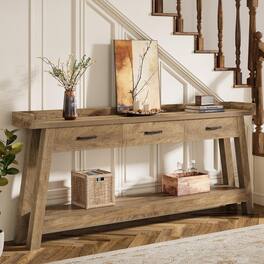 Tribesigns - 70.9-Inch Long Console Table with 3 Drawers, 2-Tier Sofa Table - Brown