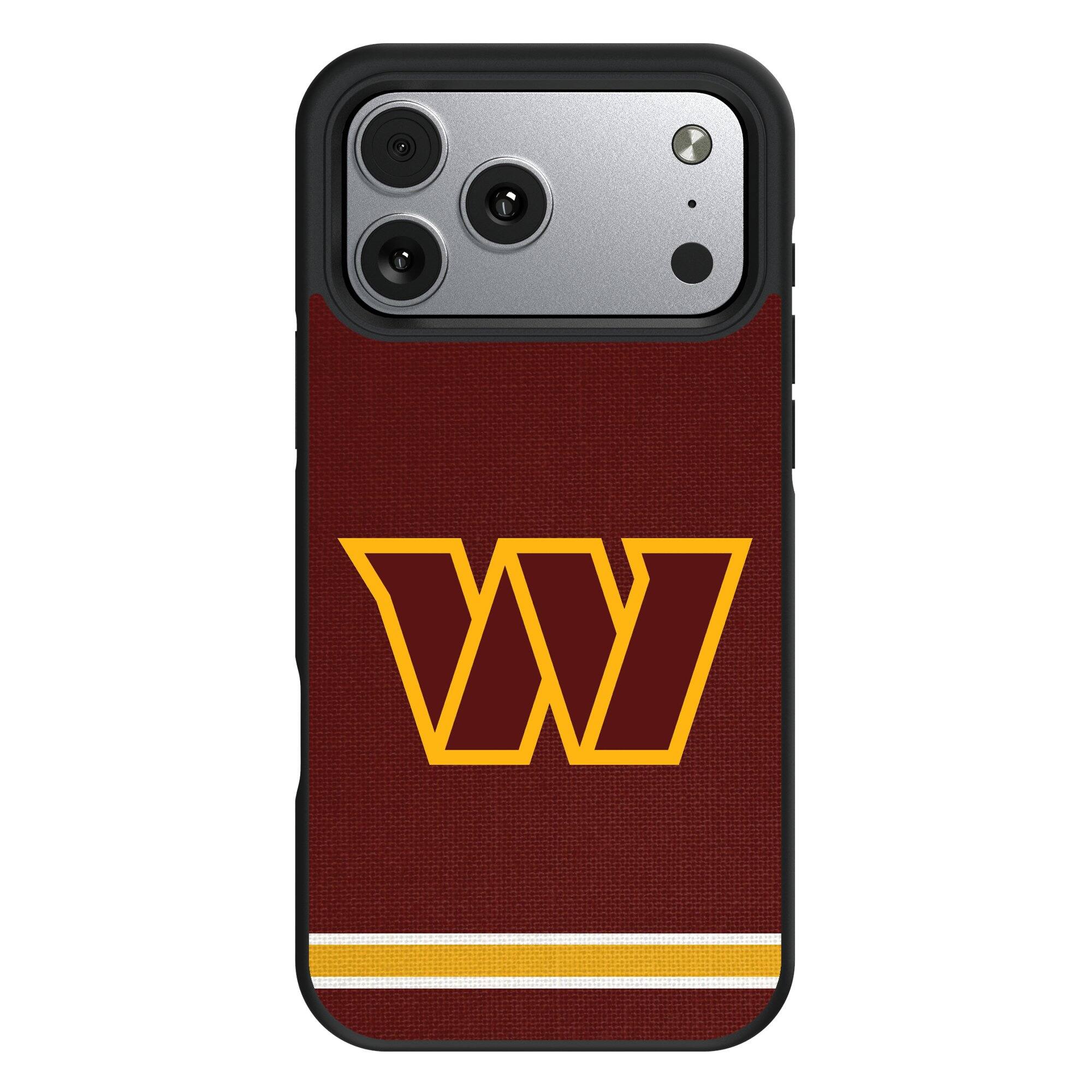 Front. Keyscaper - Washington Commanders Bump Case with 8.2ft Drop Protection - 15 Plus - Multicolor.