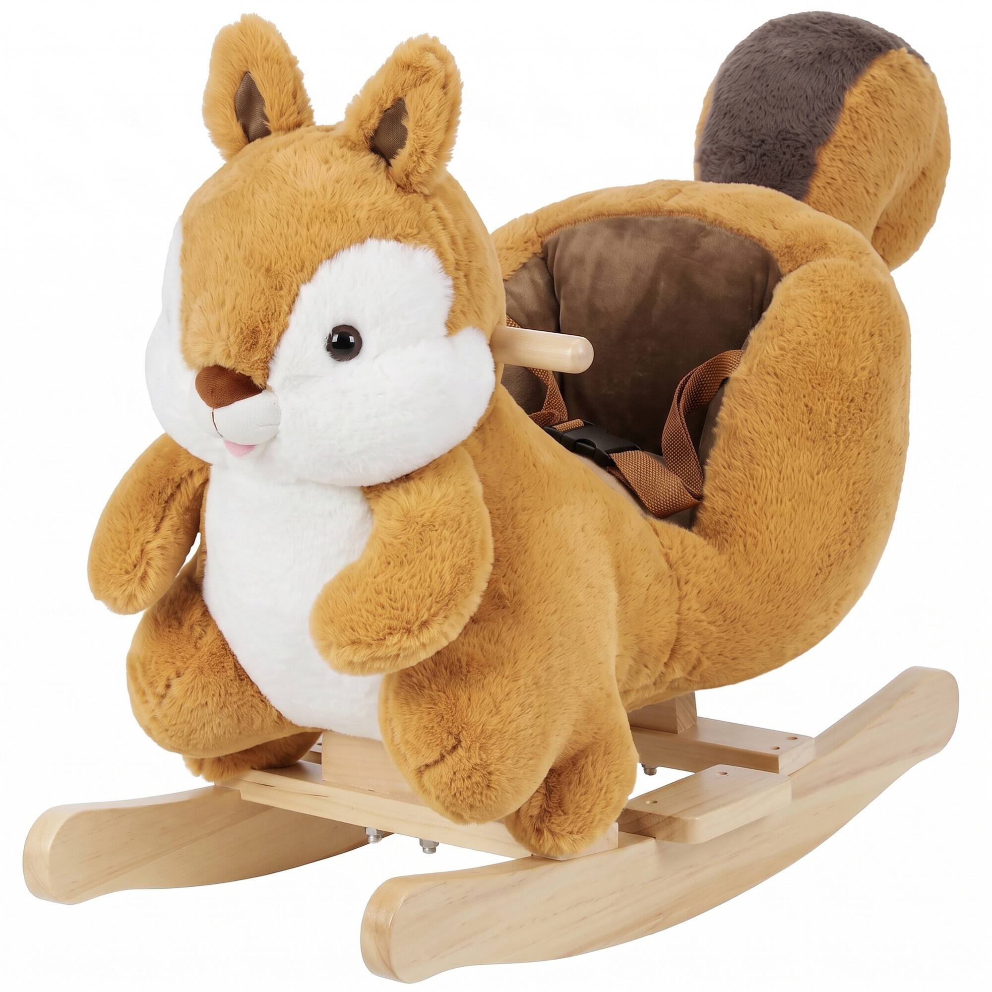 Front. Qaba - Rocking Horse for Toddlers 1-3 Years, Squirrel Rocking Horse Toy with Sounds - Brown.