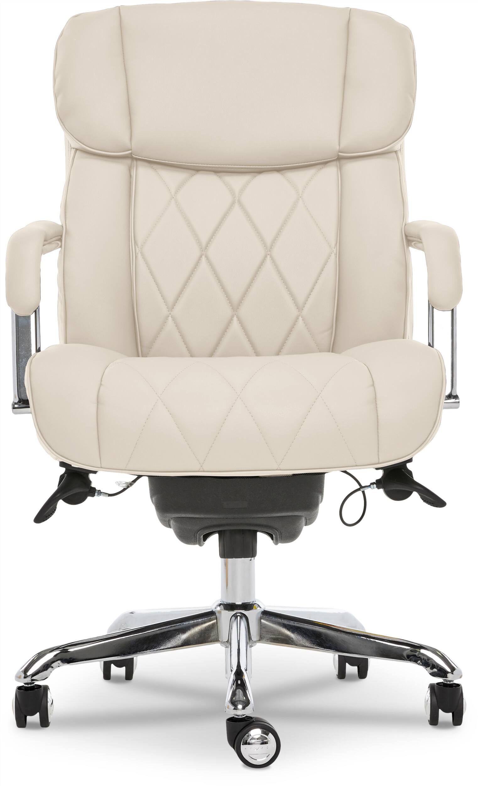 Alt View 21. La-Z-Boy - Comfort and Beauty Sutherland Diamond-Quilted Bonded Leather Office Chair - Light Ivory.