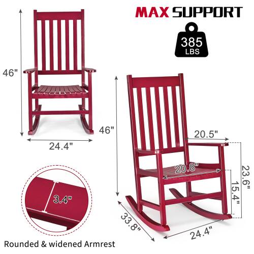 MAX SUPPORT 385 LBS  
46"  
46"  
24.4"  
3.4"  
33.8"  
Rounded & widened Armrest  
20.5"  
20.8"  
24.4"  
23.6"  
15.4"