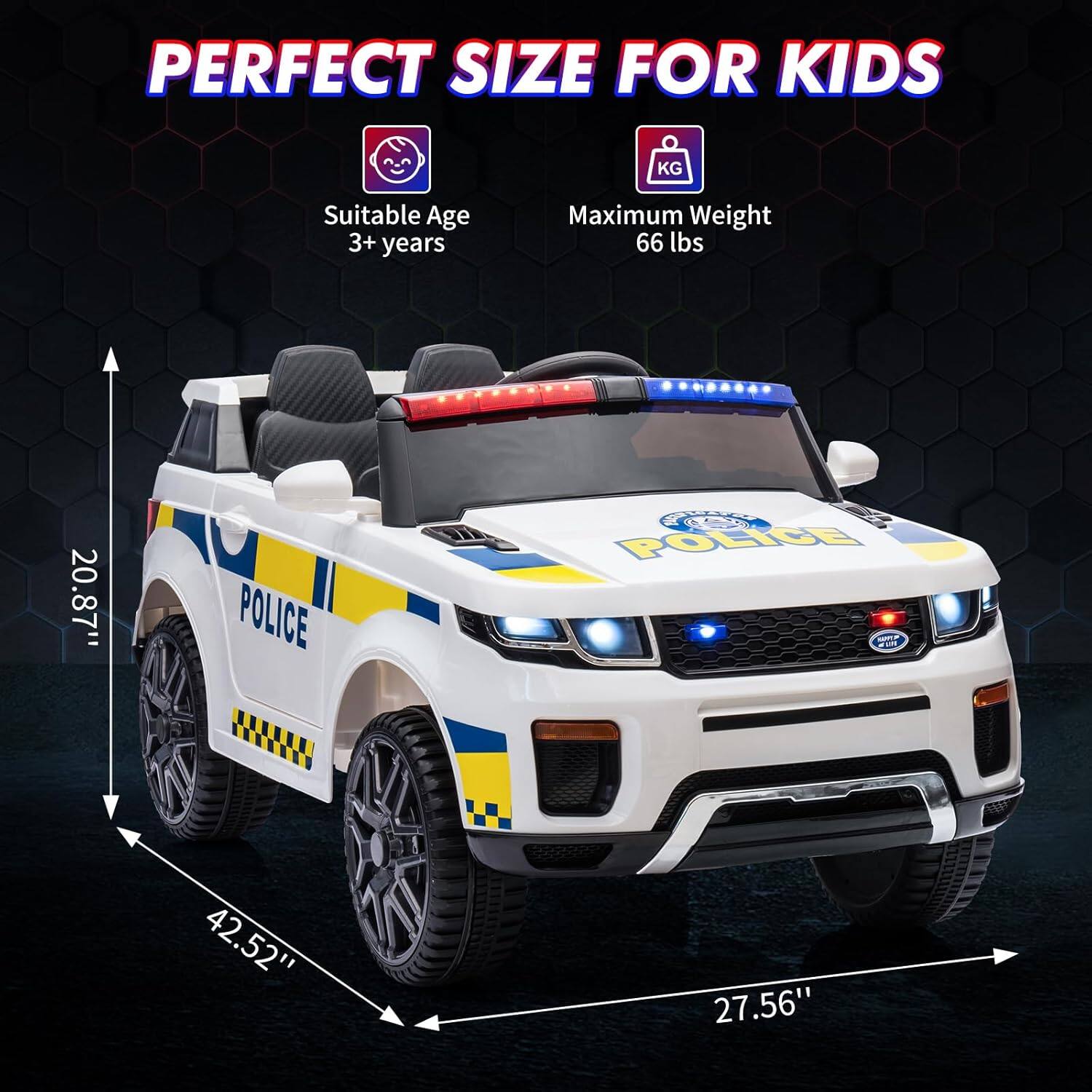 PERFECT SIZE FOR KIDS

Suitable Age: 3+ years

Maximum Weight: 66 lbs

Dimensions:
- Length: 42.52"
- Width: 27.56"
- Height: 20.87"