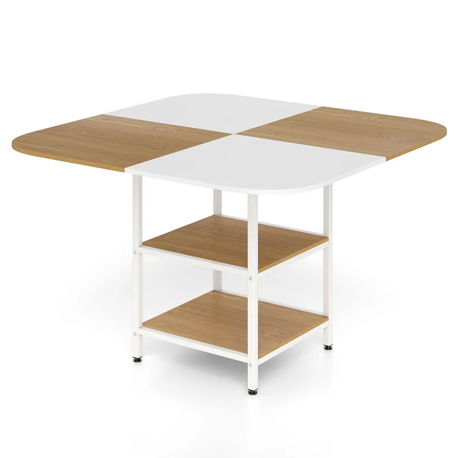 Gymax 47.5'' Square Dining Table w/Double colored Splice Desktop 2 Tier ...