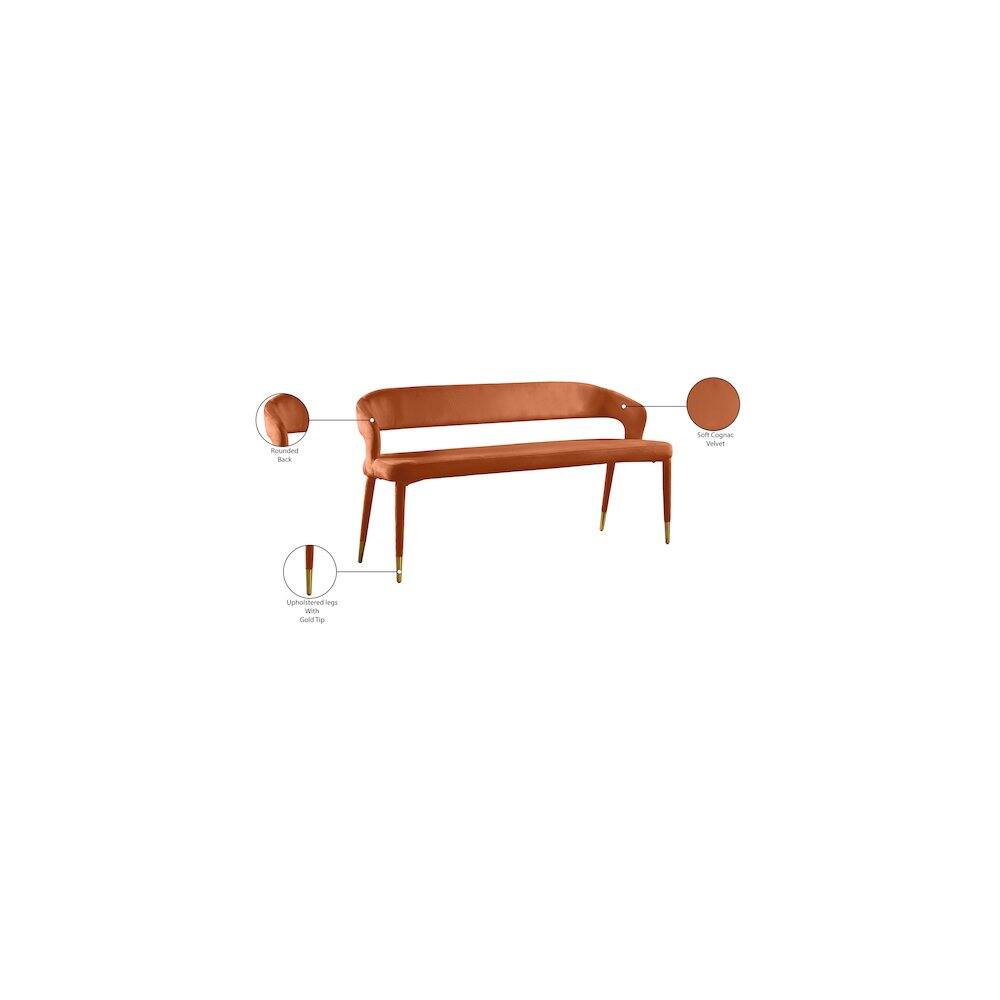 - Rounded back
- Upholstered legs with Gold Tip
- South Carolina Velvet
