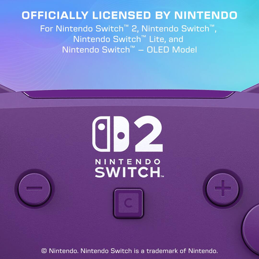 OFFICIALLY LICENSED BY NINTENDO  
For Nintendo Switch™ 2, Nintendo Switch™, Nintendo Switch™ Lite, and Nintendo Switch™ – OLED Model  

Nintendo Switch™ 2  
NINTENDO SWITCH™  

© Nintendo. Nintendo Switch™ is a trademark of Nintendo.