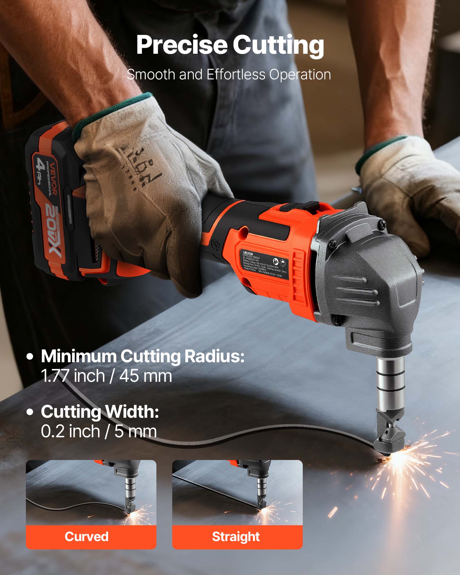 Precise Cutting  
Smooth and Effortless Operation  

- Minimum Cutting Radius: 1.77 inch / 45 mm  
- Cutting Width: 0.2 inch / 5 mm  

Curved  
Straight