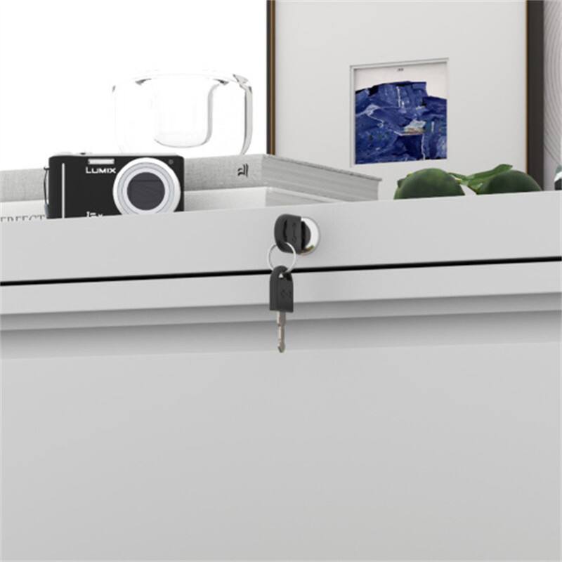 Alt View 8. HTUTWOO - 2 Drawer Lateral File Cabinet with Lock - Metal Filing Cabinet for Home,Steel Wide Horizontal Filing Cabinets for Letter - White.