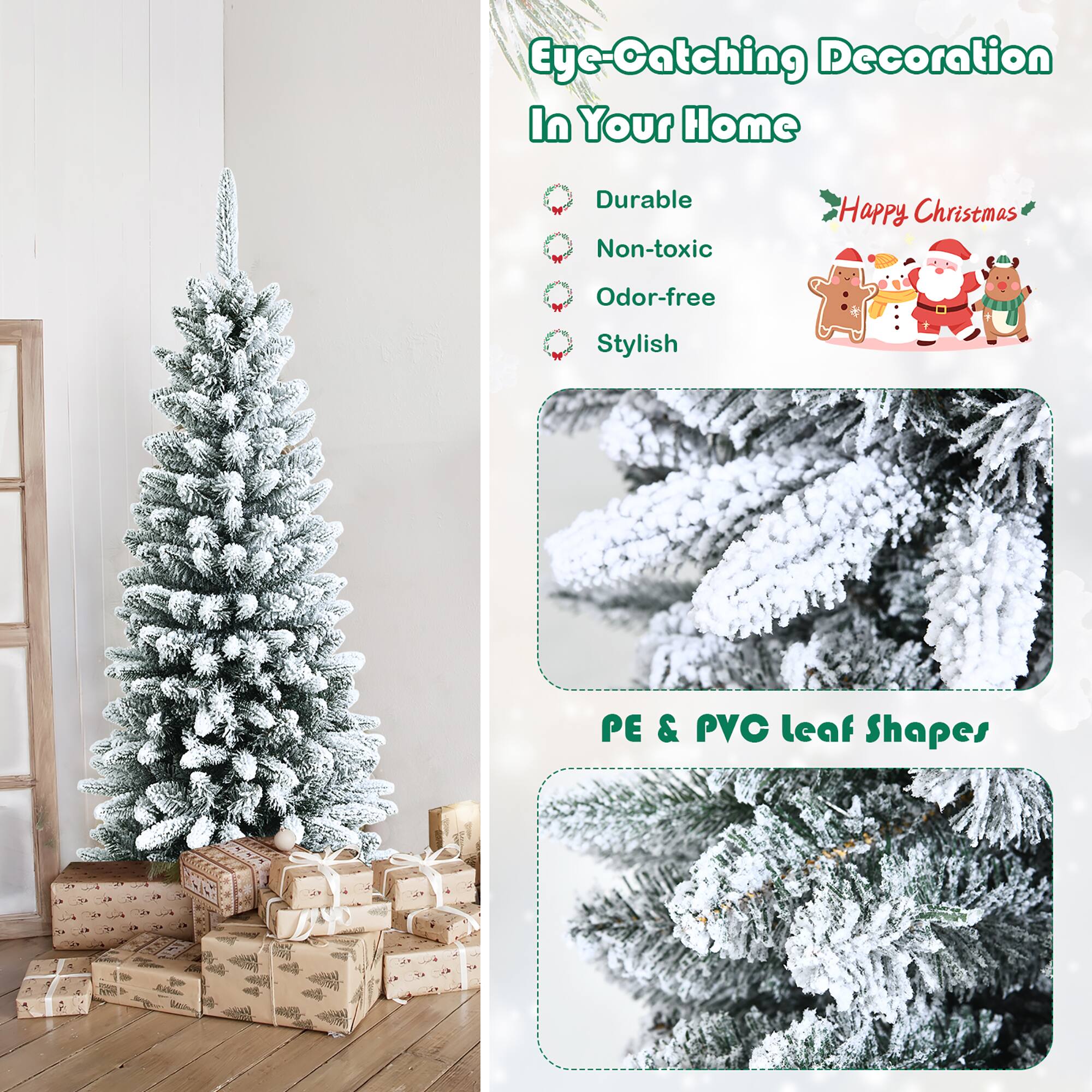 Eye-Catching Decoration in Your Home Durable Non-toxic Happy Christmas Odor-free Stylish PE & PVC Leaf Shapes