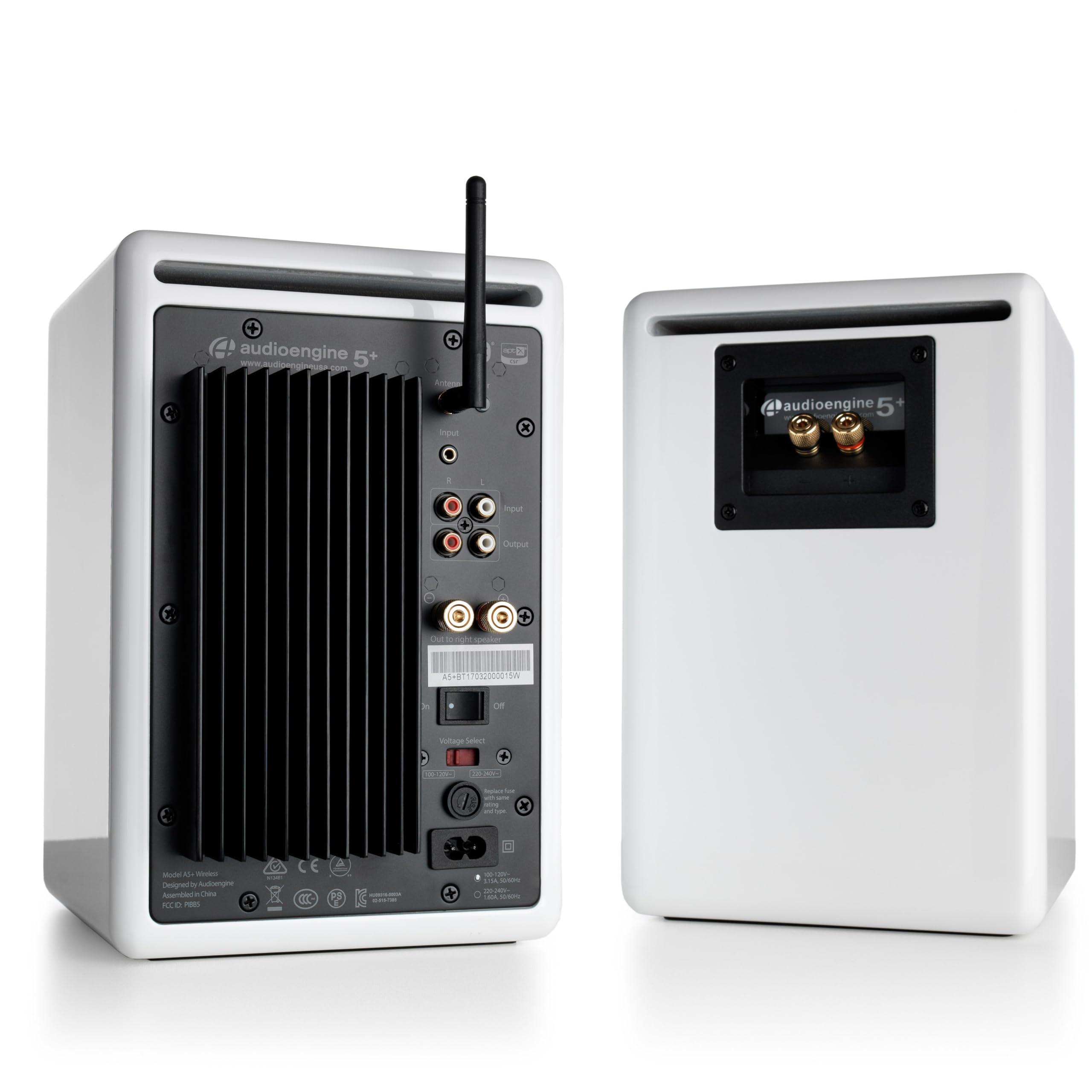 audioengine 5+

www.audioengine.com

Model: A5+
Assembled in China

A5-1117230001W

Input
Output

Volume Select

Off

Designed in Audioengine

2A0

SDA

CE

FCC ID: A5A0001W

Model: A5+
Assembled in China

FCC ID: A5A0001W