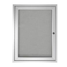 Front. Ghent - Ghent 1 Door Enclosed Vinyl Bulletin Board with Satin Frame, 24"H x 18"W, Silver.