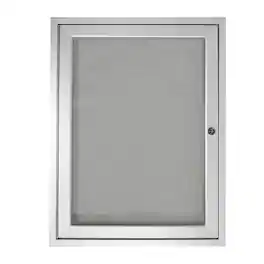 Ghent - 1 Door Enclosed Vinyl Bulletin Board with Satin Frame, 24"H x 18"W, Silver