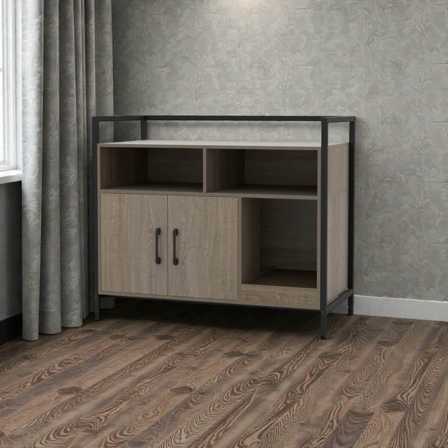 BreeBe - Cat Litter Box Cover with Dual Door Design and Scratch Surface - Oak