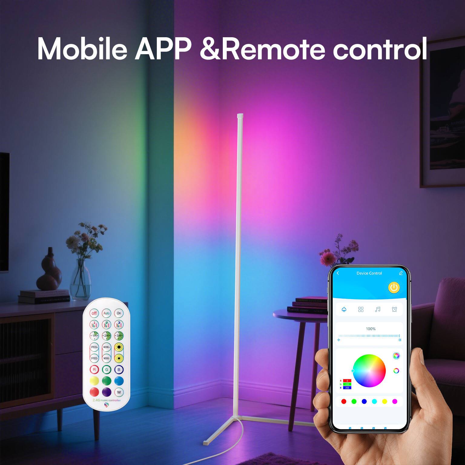 Mobile APP & Remote control

Device Control

On

100%

The

PER

B

PRO

CLK

A

G

B

W

a & -

1 AG maic controller