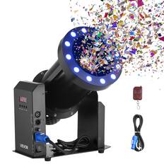 Front. VEVOR - Electric Confetti Machine with LED Lights,1500W Powerful Output Confetti Cannon Launcher, DMX512,Manual & Remote Control - Black.
