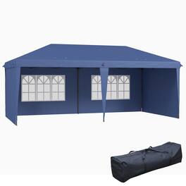 Outsunny - 10' x 20' Pop Up Canopy Tent with 4 Sidewalls, Heavy Duty Tents for Parties, Outdoor Instant Gazebo with Carrying Bag - Blue