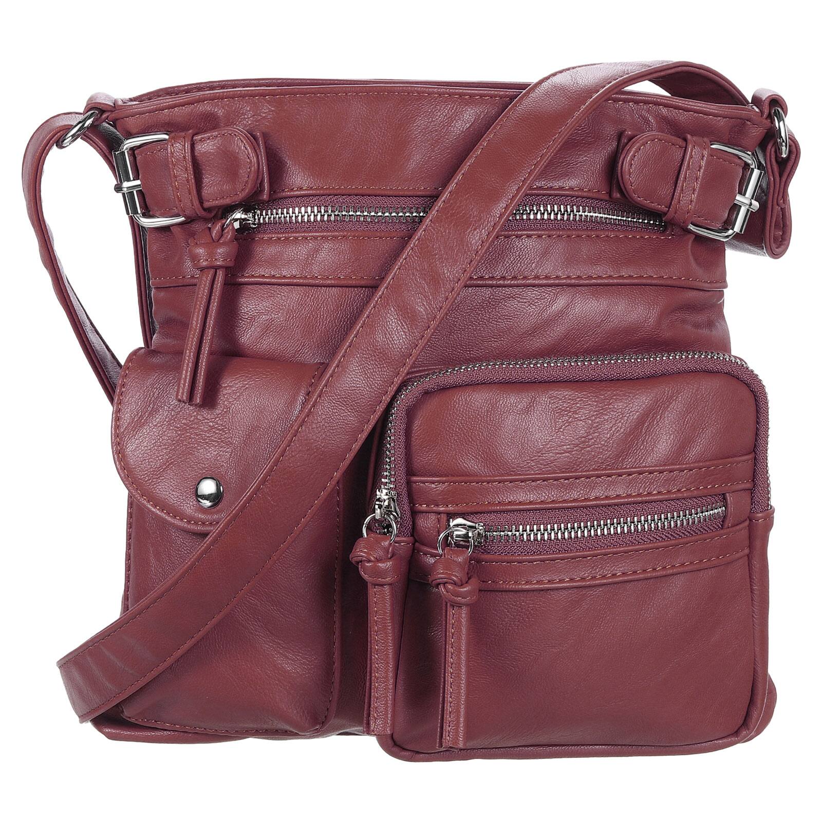 Front. Unique Bargains - Crossbody Bags for Women PU Leather Multi Pocket with Adjustable Straps Women Shoulder Sling Handbags Soft Purse - Red.