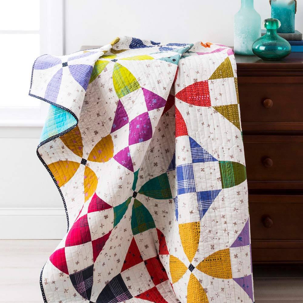 Back. AccuQuilt - Qube Mix And Match 8 Inch Block With 8 Basic Cut Quilting Shapes, Cutting Mat, Storage Box, And 14 Pattern Booklet - Multicolor.