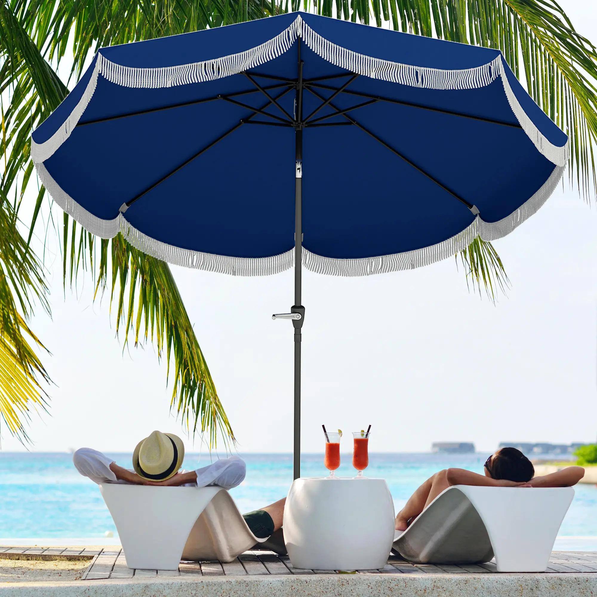 Alt View 6. Spaco - Spaco 9FT Patio Umbrella, UPF 30+, Crank, Push Button Tilt, Vented for Deck - Navy Blue.