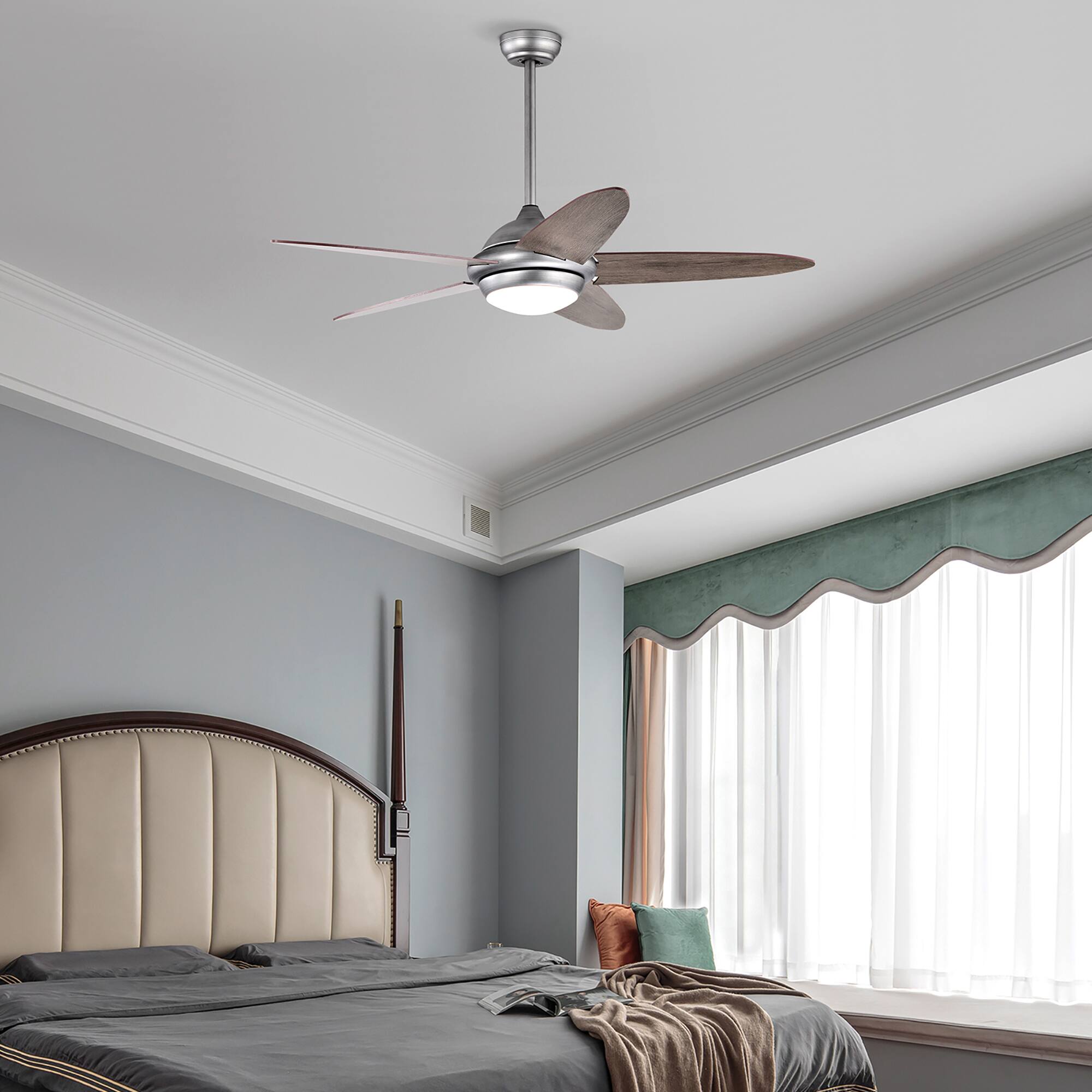 Alt View 4. Costway - Costway 52'' Ceiling Fan with LED Lights & Remote Control 1/2/4/8H Timer & 3 Fan Speeds - Silver.