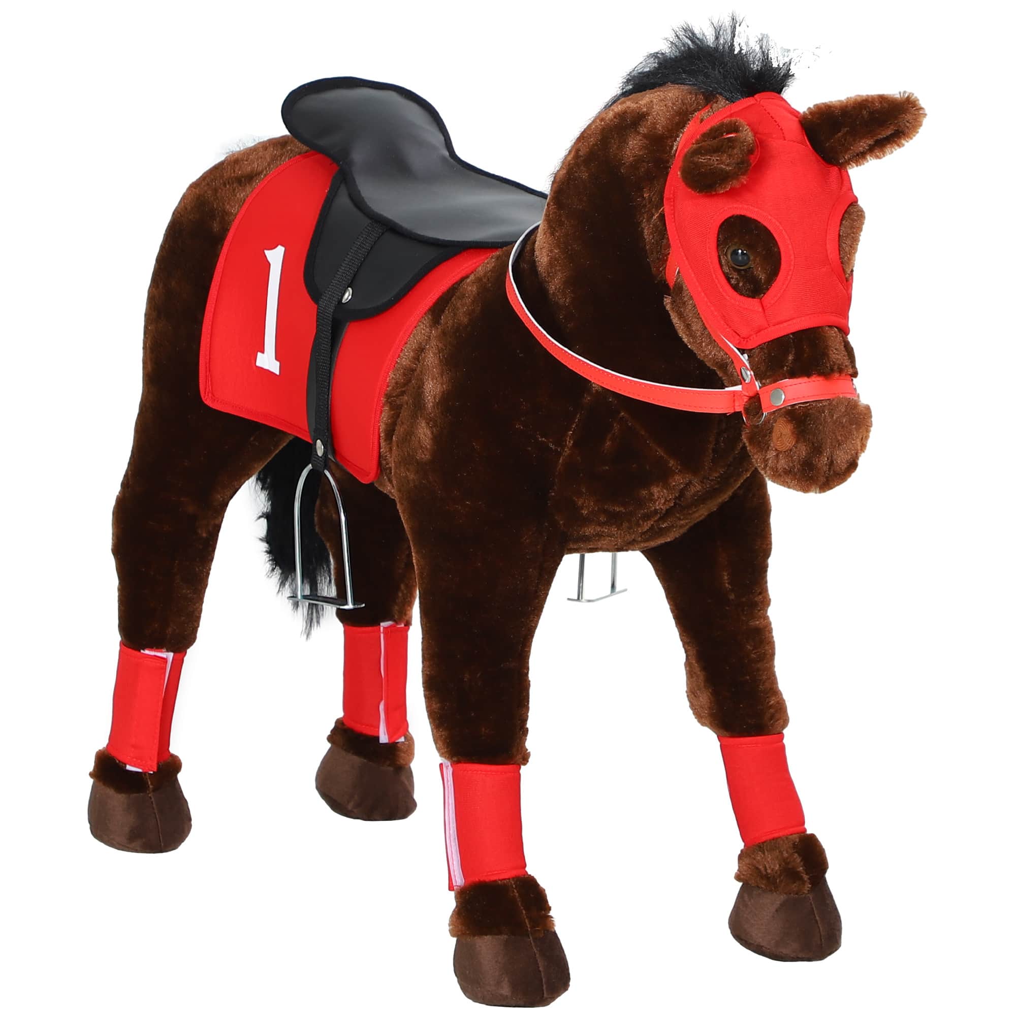 Glintex - Realistic Rocking Horse and Ride-On Pony for Kids with Sounds and Secure Saddle - Brown