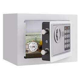 GOODSILO - Compact Digital Security Safe with Key Backup for Home and Office Use - Secure Storage for Valuables and Documents - White