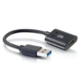 C2G - 757120544289 Adatpter Converter - 6 Inches - USB-C - Female To USB-A Male - Superspeed - 5Gbps - Black