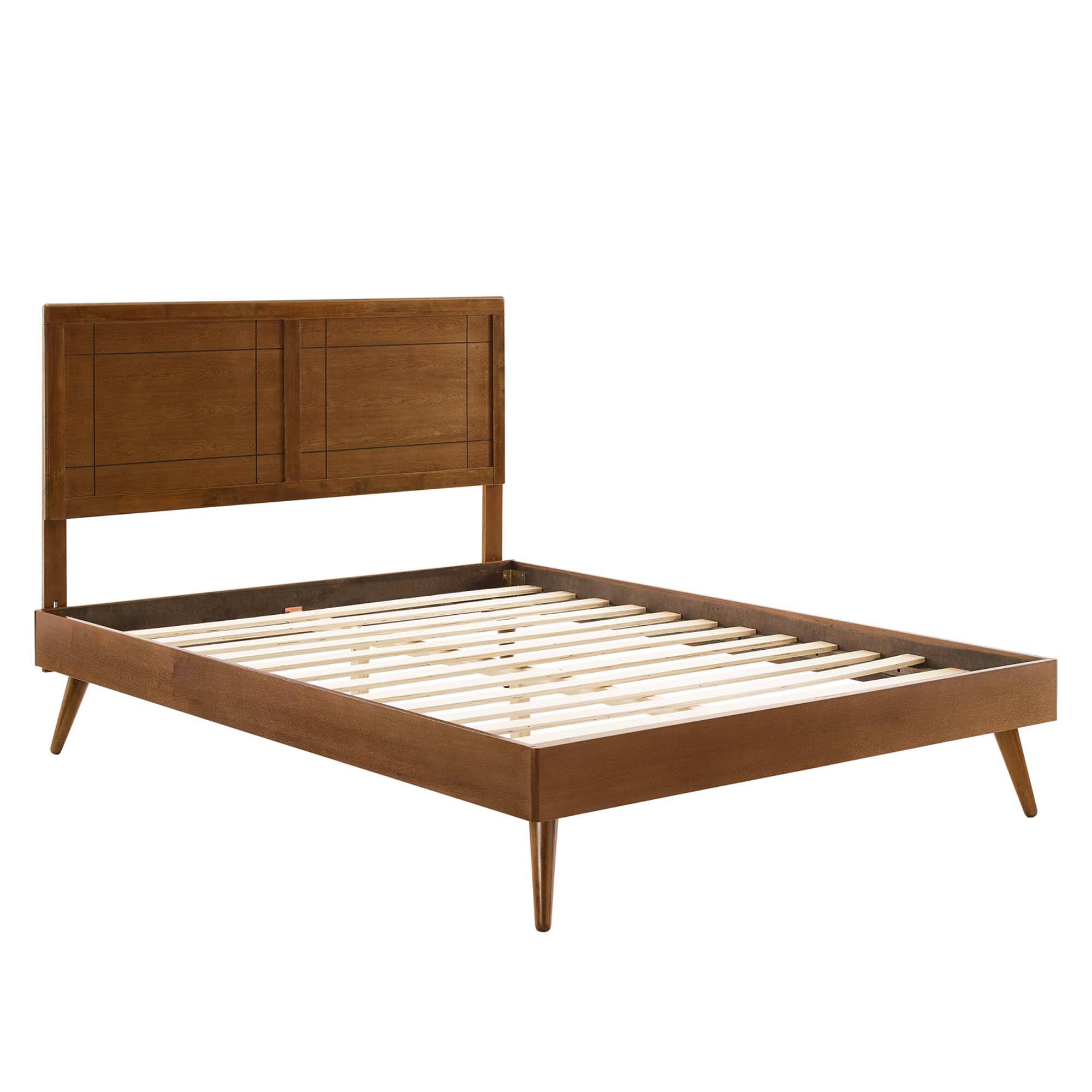 Alt View 1. Modway - Willow Wood Queen Platform Bed With Splayed Legs - Brown.