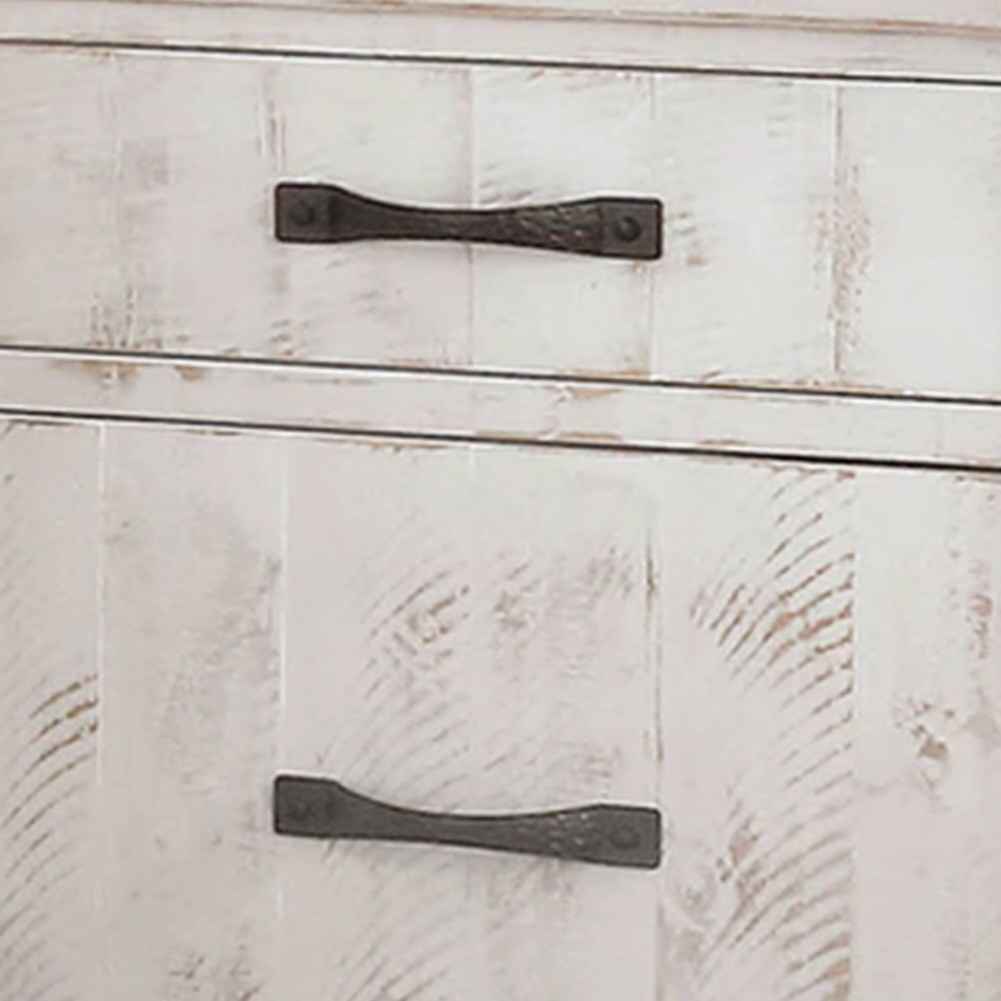 Alt View 2. Manhattan Lane - Nightstand with Plank Design 2 Drawers and USB Plugs - White and Brown.