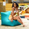 Front. Jaxx - Jaxx Ponce Outdoor Bean Bag Chair - Weather Resistant Patio and Poolside Lounge Seating, Cancun Blue - Lagoon.