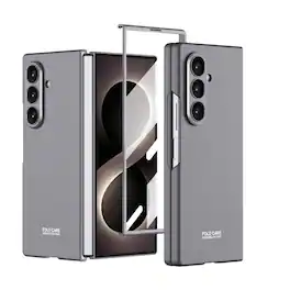 Dteck - Ultra Slim Case For Samsung Galaxy Z Fold 7 Built-in Screen Protector Shock-Absorbent Hard PC Cover - Gray
