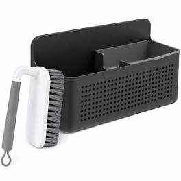 OU - Kitchen Sink Organizer Set, Wall Mounted Caddy with Removable Sponge Tray & Scrub Brush