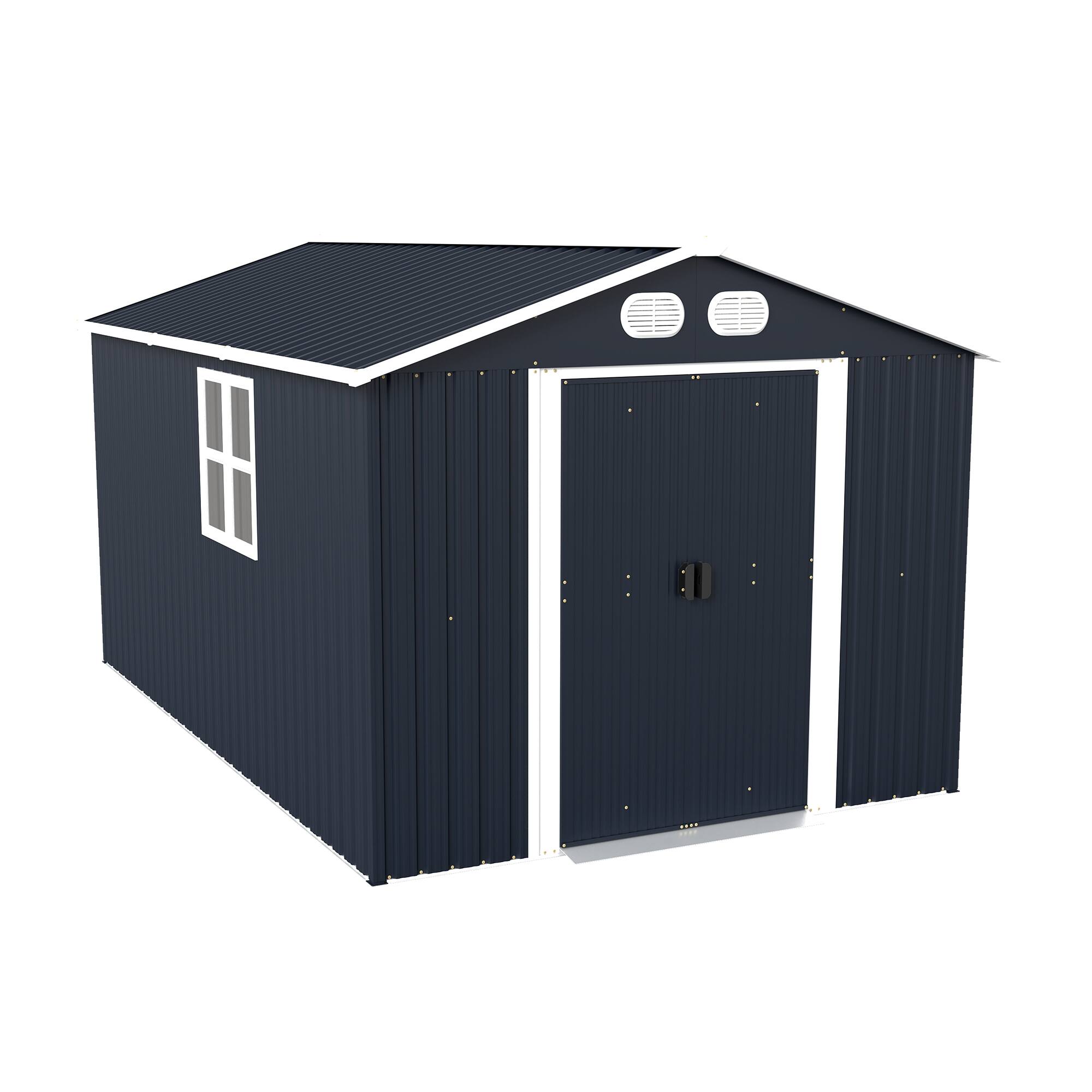 Alt View 8. Loheer - Loheer 8x12 Metal Storage Shed Outdoor Garden Tool Shed Waterproof Backyard Utility Shed Dark Gray.
