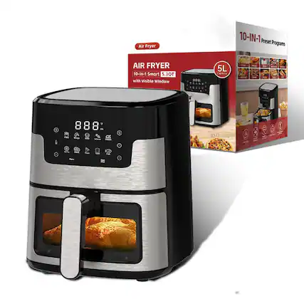 Air Fryer 10-IN-1 Preset Programs
AIR FRYER 10-in-1 Smart 5.3QT with Visible Window
888: 1 + 5L Capacity
Bies - ea
T 888 - AE - ng PUTD 0 - F