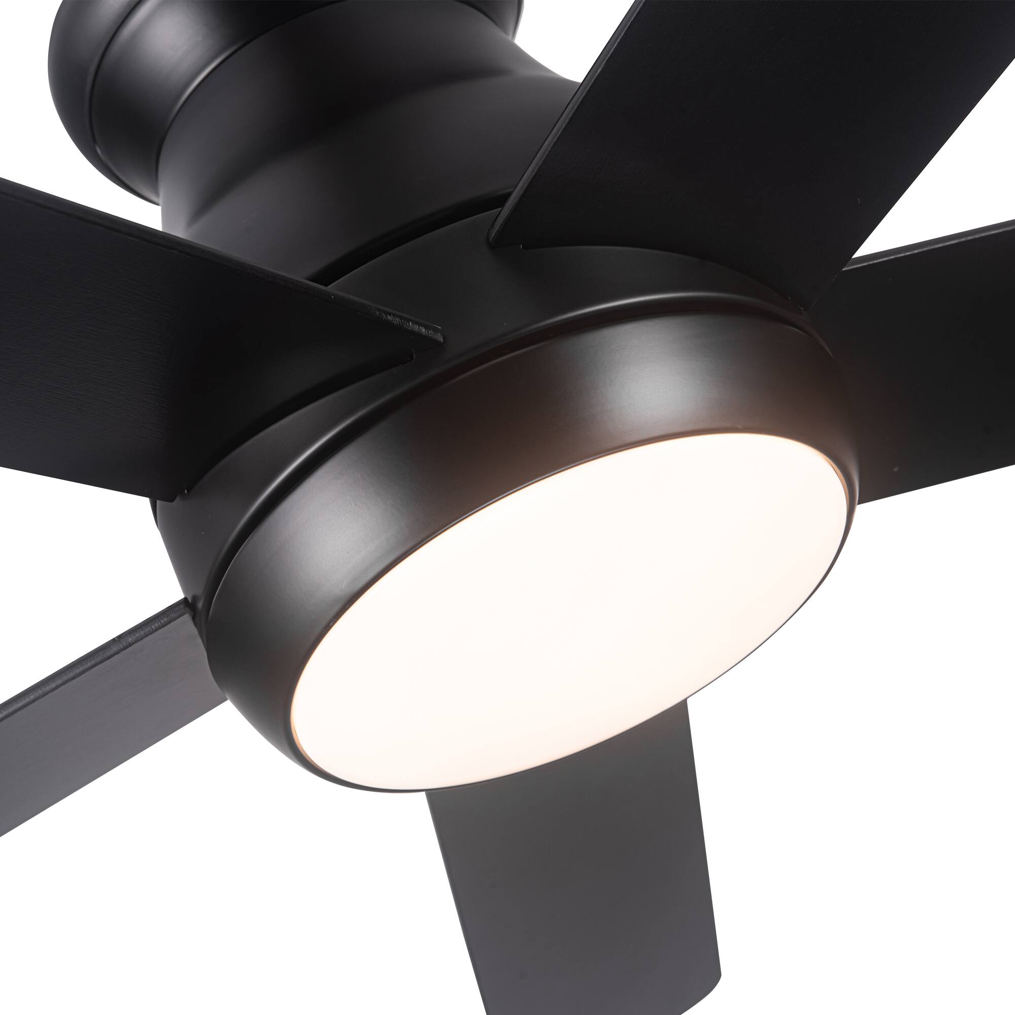 Alt View 5. Sofucor - 52'' Ceiling Fans with Lights and Remote & Integrated LED Low Profile Flush Mount Ceiling Fan Quiet for Bedroom Patio - Black.