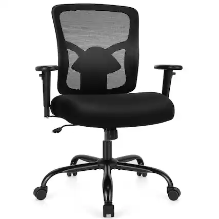 Front. Gymax - Gymax 400LBS Mesh Big & Tall Office Chair Swivel Task Chair w/ Lumbar Support - Black.