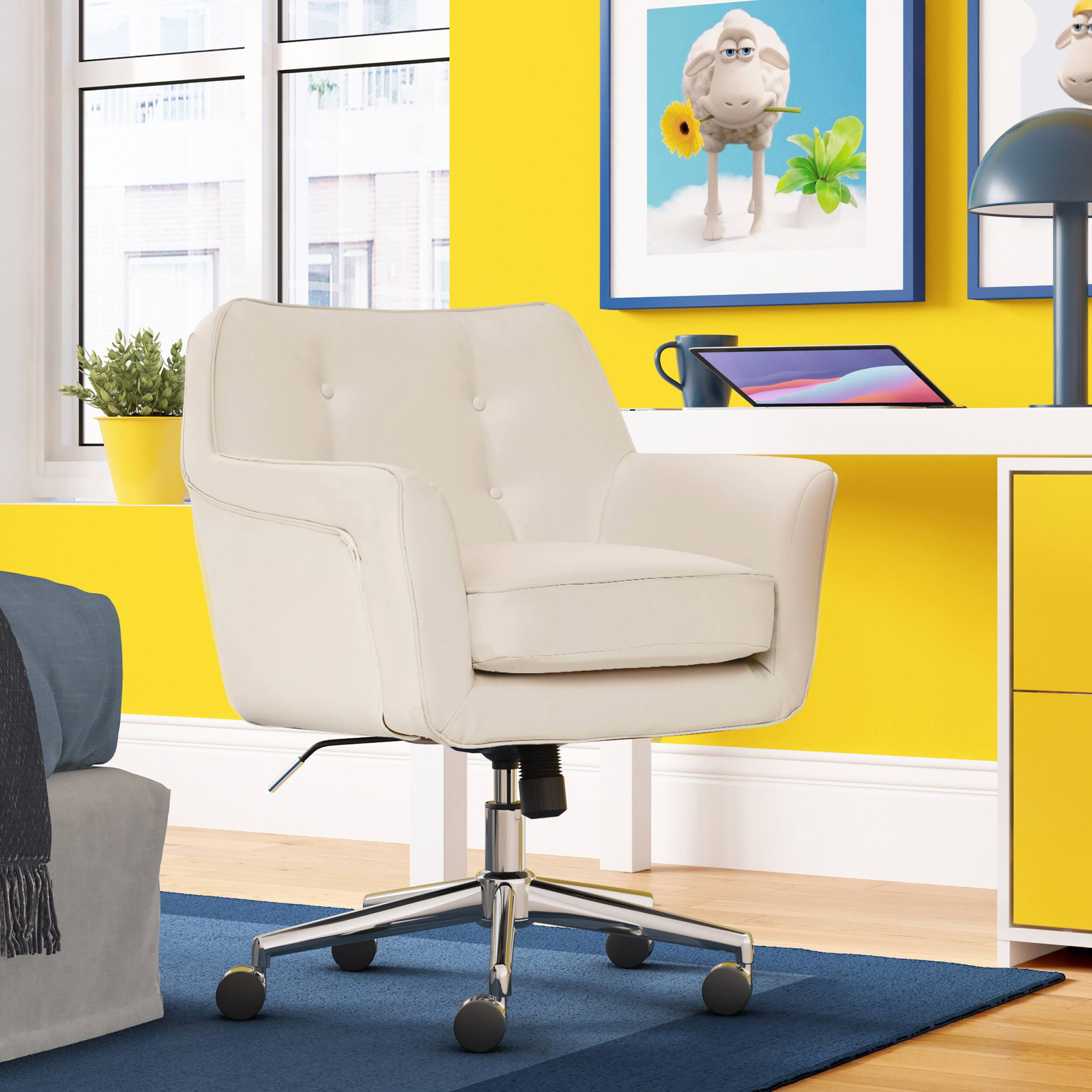 Alt View 19. Serta - Ashland Bonded Leather & Memory Foam Home Office Chair - Cream.