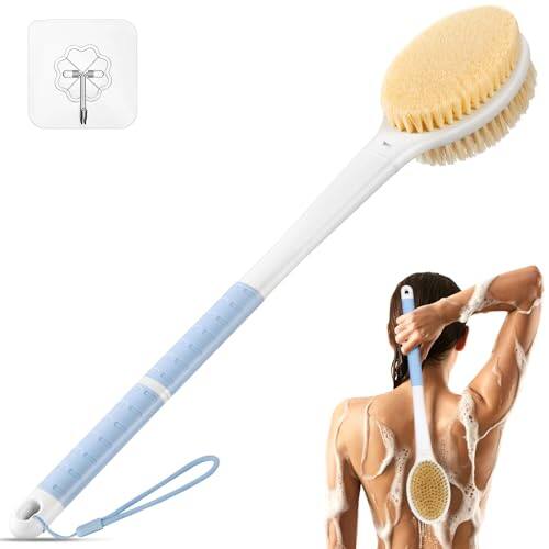 Front. Vulpecula Spade - Back Scrubber Body Shower Brush: Anti Slip Long Handle Bath Brush with Stiff and Soft Bristles - Showering Exfoliator.