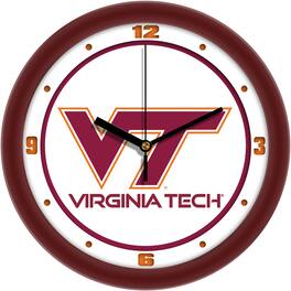 MpDirect - Virginia Tech Hokies 11.5'' Suntime Premium Glass Face Traditional Logo Wall Clock - Multicolor