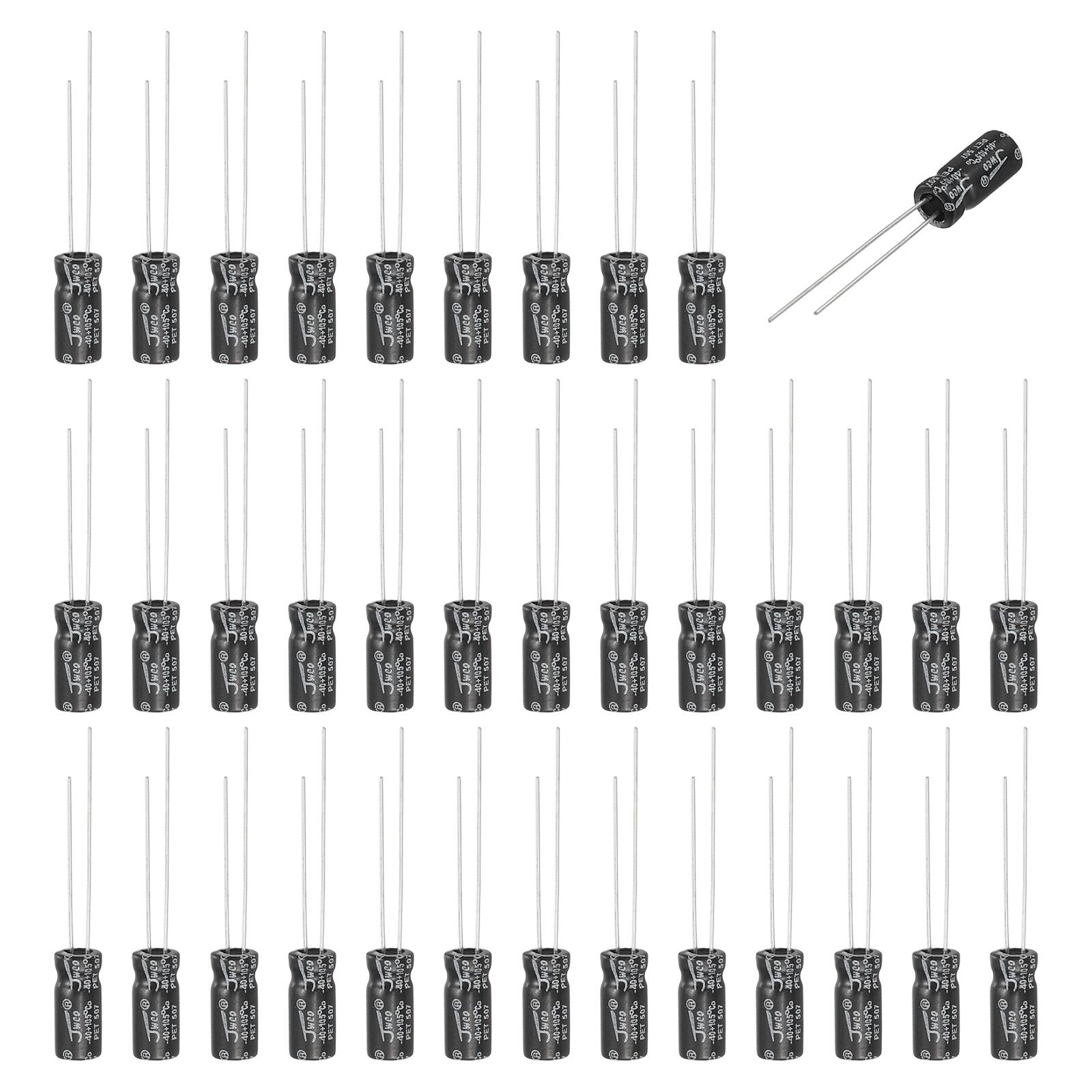 Unique Bargains - 3.3uF 50V Non-Polar Electrolytic Capacitor, 5x11mm, for Audio Tweeter/Speaker Crossover, 40pcs - Black