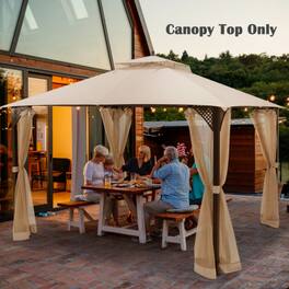 Mondawe - 10 x 12 FT Gazebo Replacement Canopy Top with Air Vent and Drainage Holes - Beige